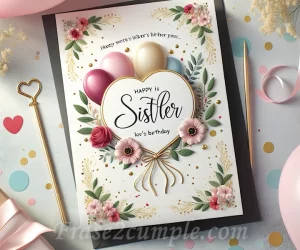 Imagen de una hermosa tarjeta de cumpleaños personalizada con un mensaje cariñoso para una hermana