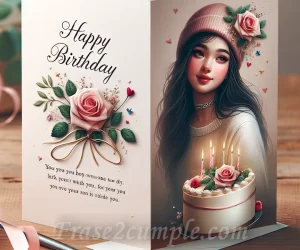 'Tarjeta de cumpleaños con mensaje de felicitación para Rosy'.