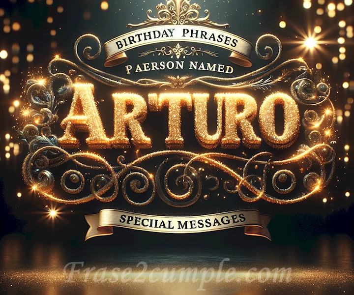 Fondo elegante con letras doradas que dicen: Frases de Cumpleaños para Arturo: Mensajes Especiales.