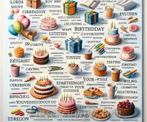 Imagen ilustrativa de varias categorías de frases de cumpleaños