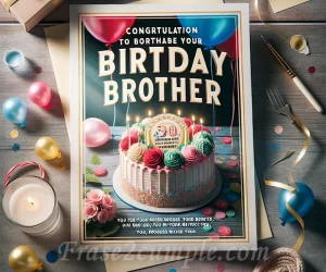 Imagen con diversas frases para felicitar a tu hermano en su cumpleaños.