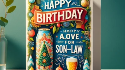 Imagen de una tarjeta de cumpleaños con un mensaje festivo y alegre para un consuegro