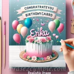 Imagen ilustrativa de una tarjeta de cumpleaños con diseño personalizado para felicitar a Erika de forma especial.