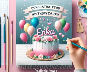 Imagen ilustrativa de una tarjeta de cumpleaños con diseño personalizado para felicitar a Erika de forma especial.