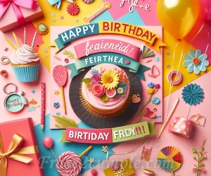 Imagen con un fondo colorido y alegre con frases de cumpleaños creativas y emotivas para felicitar a Eva en su día especial.