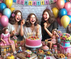 Imagen de una fiesta de cumpleaños con decoración colorida y globos