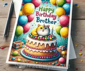 Imagen de una tarjeta de cumpleaños con diseño colorido y festivo