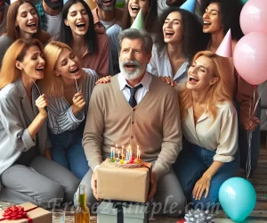 Imagen de un grupo de personas cantando y celebrando con Javier en su cumpleaños
