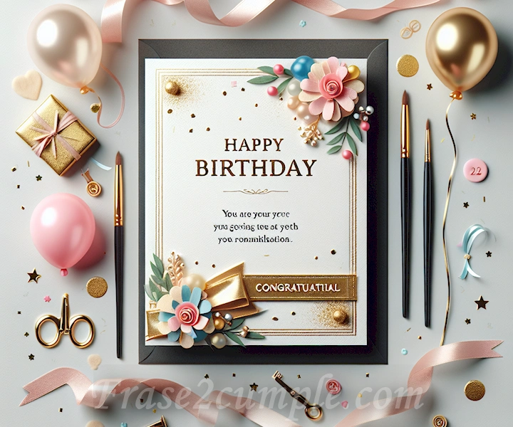 Imagen de una tarjeta de cumpleaños personalizada para Lucía con una decoración festiva y un mensaje de felicitación especial.