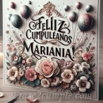 Imagen de una tarjeta con flores y globos con la frase '¡Feliz Cumpleaños