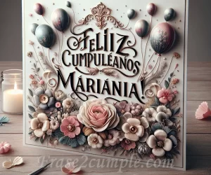 Imagen de una tarjeta con flores y globos con la frase '¡Feliz Cumpleaños