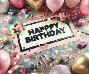 Fondo decorativo con confeti y globos para felicitar a Mary en su cumpleaños