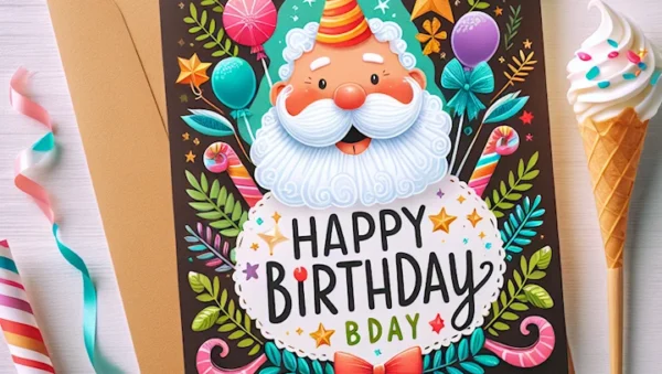 Imagen de una tarjeta de cumpleaños con un diseño festivo y colorido
