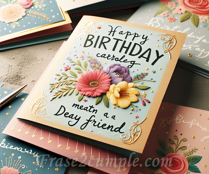 Imagen con tarjetas de cumpleaños y frases emotivas para una amiga querida.